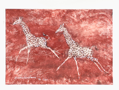 Bild Zwei galoppierende Giraffen von Uli Aschenborn